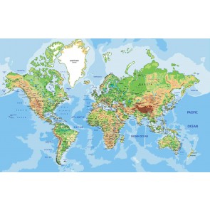 Fotomural Mapa físico del mundo